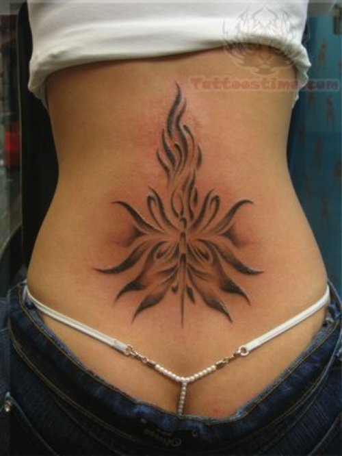 Tribal Butterfly Tattoo on Lowerback For Female